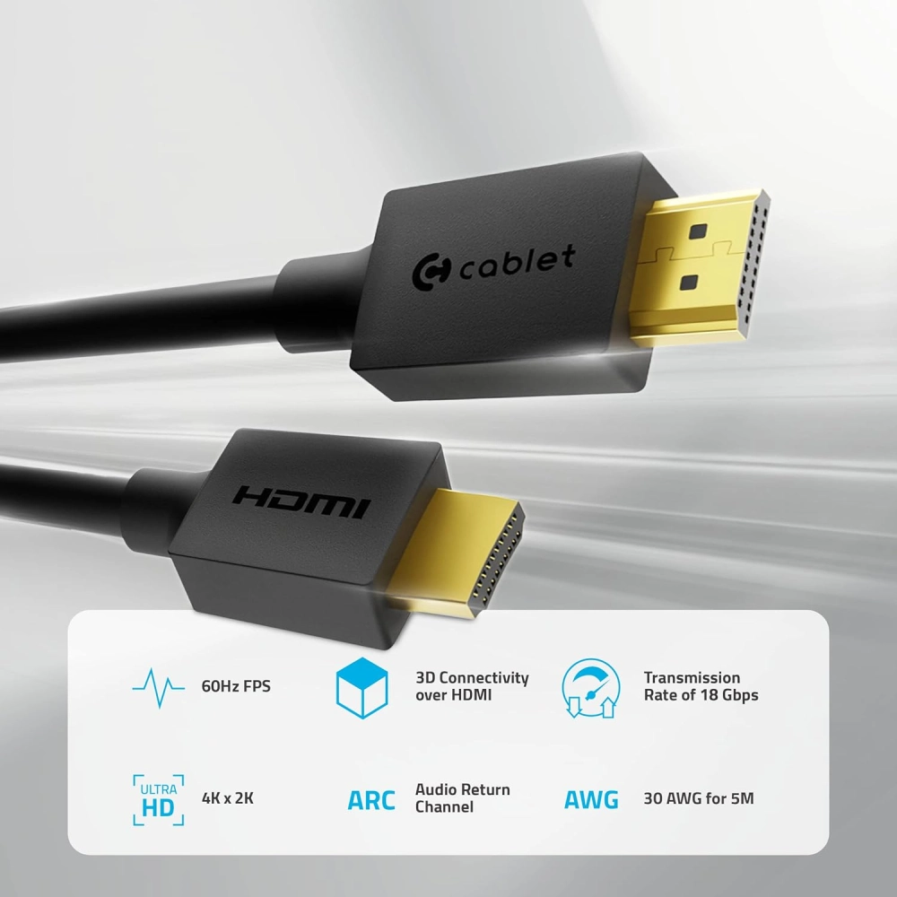 Cablet HDMI Cable 3m 4K 60Hz  With Ethernet 18 Gbps Speed view 5